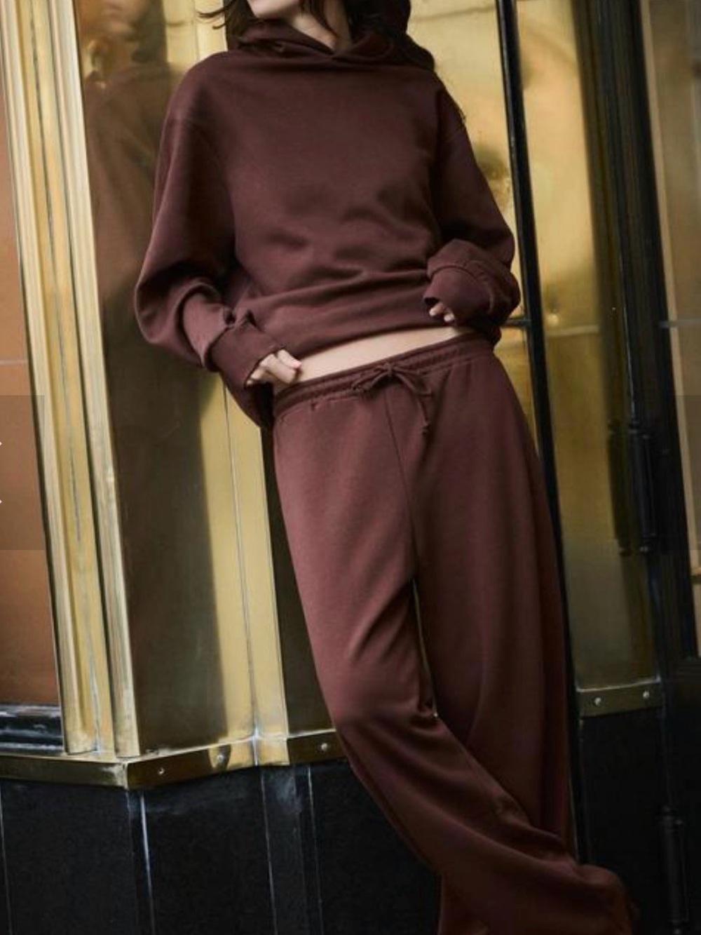 Zara Women's Drawstring Sweatpants in Chocolate Brown - M